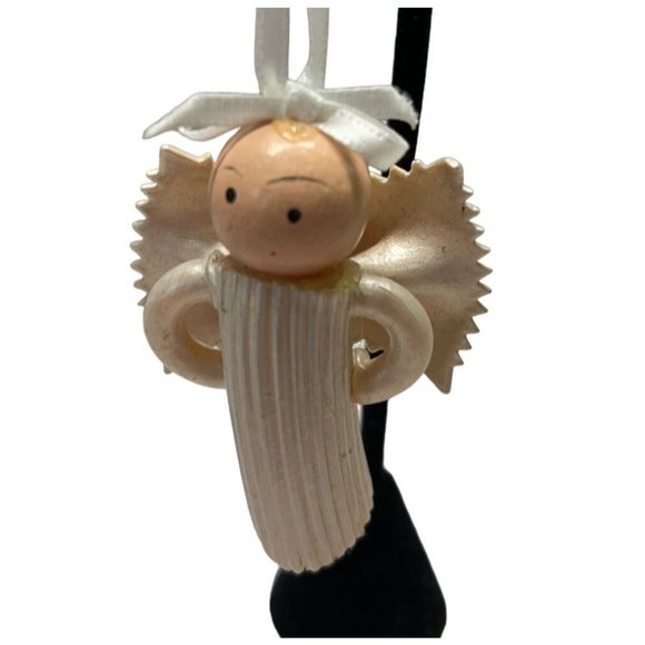Vintage Angel Christmas Tree Ornament Handmade Pasta Noodles 2 Inch Tall - Picture 1 of 6